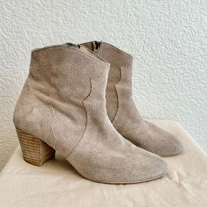 Suede Real Leather Beige Ankle Boots Korea Booties Isabel Marant Inspired